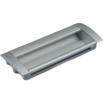 Maner cu terminatii Sumru, aluminiu, satin argint, 96 mm