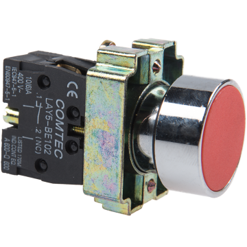 Buton cu revenire+etrier si modul 1ND Comtec- MF0005-20032, 10A, rosu