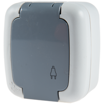 Priza cu capac Elegant Comtec MF0012-85780, gri, montaj aparent, IP54