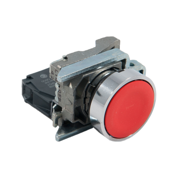 Buton rosu metalic cu revenire Schneider xB4BA42, pozitie 1NC, montaj incastrat