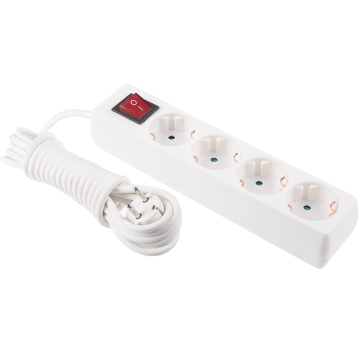 Prelungitor cu protectie copii si intrerupator Shuko, sectiune conductor 1.5 mmp, 4 prize, 3 m