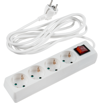 Prelungitor cu protectie copii si intrerupator Schuko, 4 prize, 5 m