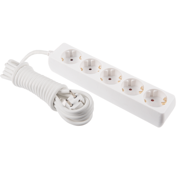 Prelungitor cu 5 prize Schuko, cablu 3 x 1 mm si lungime de 3 m, protectie copii, alb