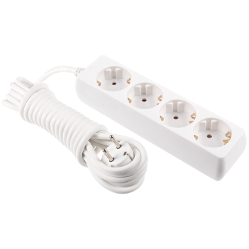 Prelungitor cu 4 prize Schuko, Comtec, cablu 3 x 1 mm si lungime de 5 m, protectie copii, alb