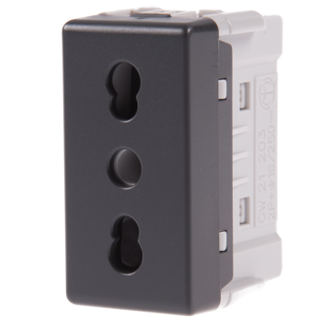 Priza standard Italian 2P+E System Gewiss GW21203, 1M, 16A, negru
