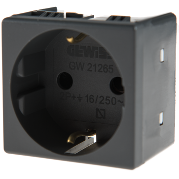 Priza simpla 2P+T System, Gewiss GW21265, 16A, negru
