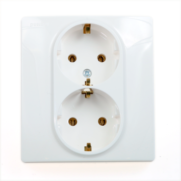 Priza dubla compacta, Legrand Niloe 764534, 2 x 2P, 16A - 250V, alb