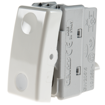 Buton cu revenire Gewiss System GW20515, 1P, 1M, alb