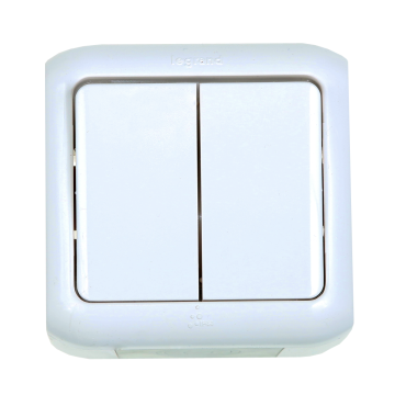 Intrerupator dublu Forix Legrand 782362, montaj aplicat IP44, alb