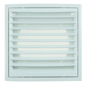 Grila dreptunghiulara cu plasa impotriva insectelor Dospel, ABS, alb, diametru 100 mm, 140 x 140 mm
