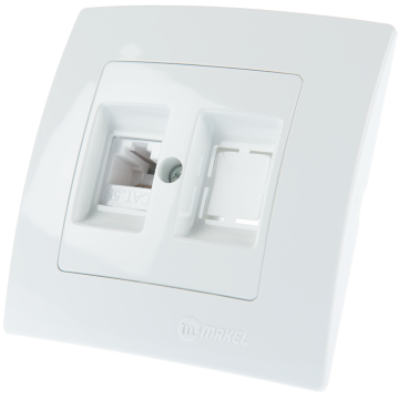 Priza dubla date RJ45 UTP cat 5 Lilium Natural Kare, Makel 32001035, alb