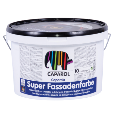 Vopsea lavabila exterior Caparol Super Fassadenfarbe Baza 1, alb, 10 l