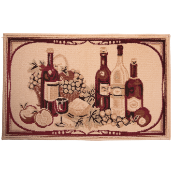 Covor bucatarie Fresco 5019-210, polipropilena, model cu vin bej-visiniu, 50 x 80 cm