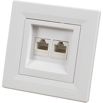 Priza dubla date RJ45 UTP cat 5E Asfora, Schneider EPH4400121, alb