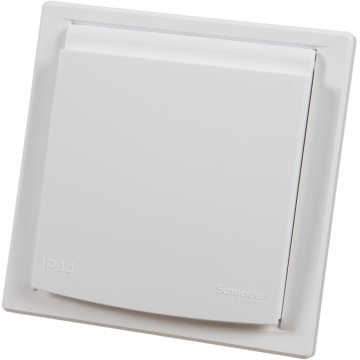 Priza simpla 2P+E cu capac Asfora, Schneider EPH3100321, IP 44, alb