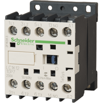 Contactor TeSys K, Schneider LC1K1210P7, 3P 12A, AC-3 440V - aux 1NO - 230V