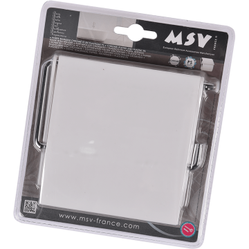 Suport hartie igienica MSV, plastic-metal, alb, 13 x 15 x 11,5 cm