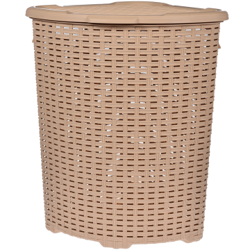 Cos colt pentru rufe Inaplast Mara rattan, plastic, bej, 50 l, 49 x 41 x 59 cm