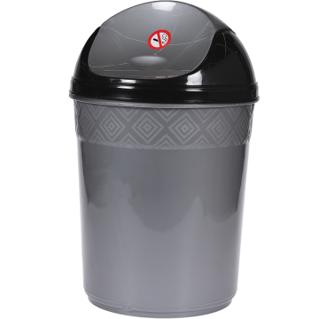 Cos de gunoi batant, Inaplast, plastic, gri/negru, 6 l