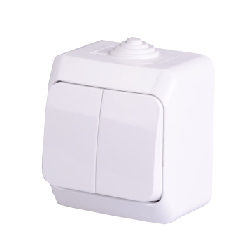 Comutator, Schneider, Cedar Plus, IP44, montaj aparent, alb, 79 x 66 x 48 mm