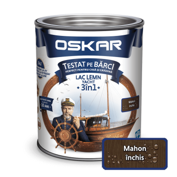Lac pentru lemn Oskar Yacht, mahon inchis, interior/exterior, 2.5 L