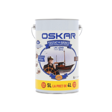 Lac lucios pentru lemn 3 in 1 Oskar Yacht, teak african, 5 l