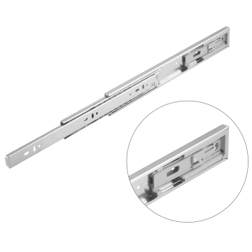 Glisiera TEKO cu bile si amortizor, zincat alb, extractie totala, 550 x 45 mm