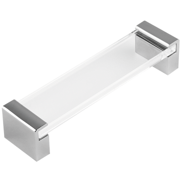 Maner plastic transparent 8170, terminatii crom, 128 mm