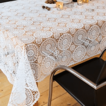 Fata de masa, model broderie 2, pvc, alb, 140 cm