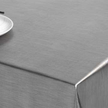 Fata de masa, model striat in relief, pvc, argintiu inchis, 140 cm