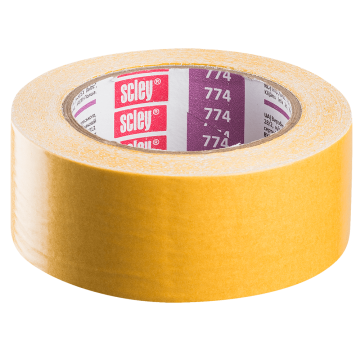 Banda dublu adeziva, Scley, galben, 50 mm x 25 m