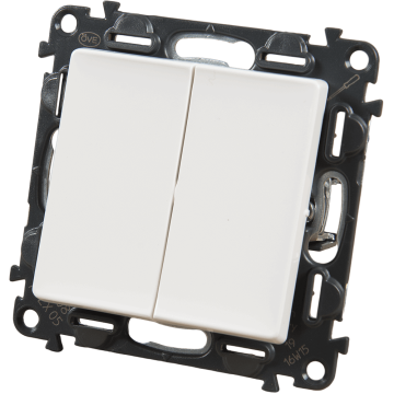 Intrerupator dublu Legrand 752105, 250 V, 10 A, alb