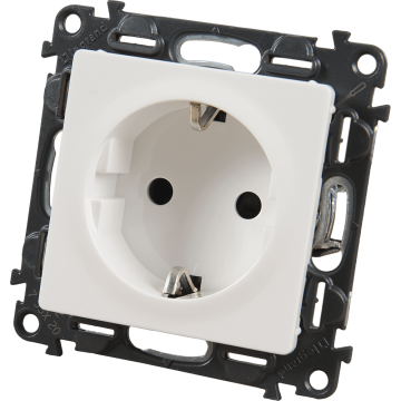 Priza simpla schuko Legrand 753120, cu protectie copii, 250 V 16A, alb