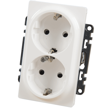 Priza dubla schuko Legrand 753126, cu protectie copii, 250 V 16A, alb
