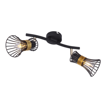 Aplica spot Purra, 2 x E14, 40W, 220 x 290 mm, negru + auriu