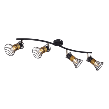Plafoniera spot Purra, 4 x E14, 40W, negru + auriu