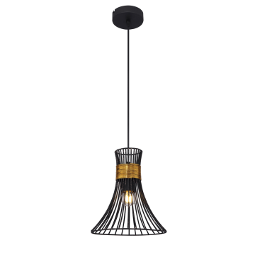 Pendul Purra,1 x E27, 60W,  H1200 X D 220 mm, negru + auriu