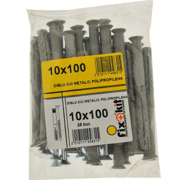 Diblu cui metalic polipropilena, 10 x 100 mm, 25 buc/set