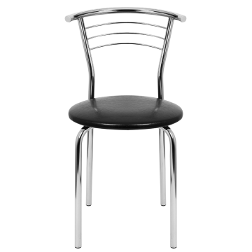 Scaun bucatarie tapitat negru Antares Markos, tapiterie piele ecologica, cadru metal argintiu, max. 120 kg, 44 x 48 x 82 cm