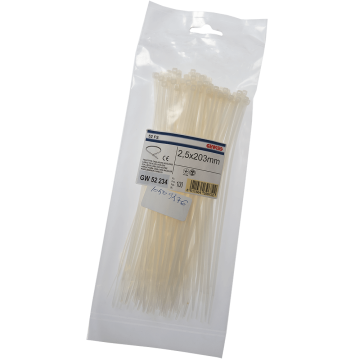 Colier PVC Gewiss GW52234, 203 x 2.5 mm, incolor, 100 bucati/set