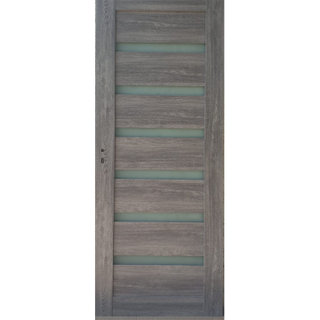 Usa interior celulara cu geam Pamate U73, reversibila, MDF, gri, toc fix, 200 x 70 x 3.5 cm