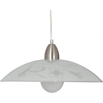 Pendul Fiori, 1 x E27, 40W, H800 X D 400 mm, crom satin + alb