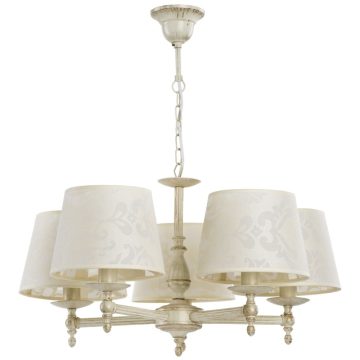 Lustra Roksana, 5 x E14, alb antic, H 60-120 cm, D 55 cm