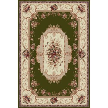 Covor modern Lotus 507/301, polipropilena heat-set, model floral bej-verde, 60 x 110 cm