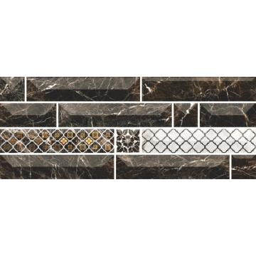 Faianta decorativa Atlantis, negru, model geometric cu aspect de marmura, 20 x 50 cm