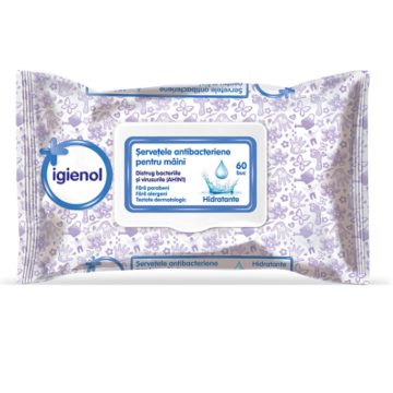Servetele umede antibacteriene pentru maini Igienol, 60 buc