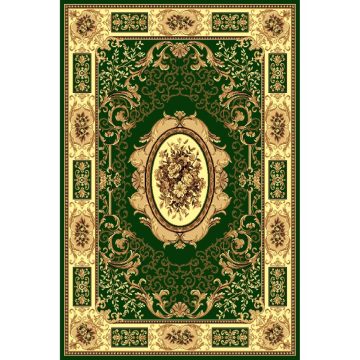 Covor clasic Gold 242/32, polipropilena BCF, bej-maro si verde, 60 x 110 cm