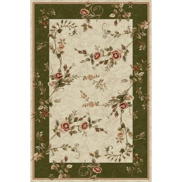 Covor modern Lotus 1517/130 polipropilena heat-set, model floral bej-verde, 150 x 230 cm