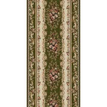 Traversa Lotus 535/310, polipropilena heat-set, verde, 100 cm