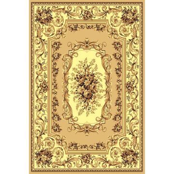 Covor clasic Gold 235/12, polipropilena BCF, bej-maro, 60 x 110 cm